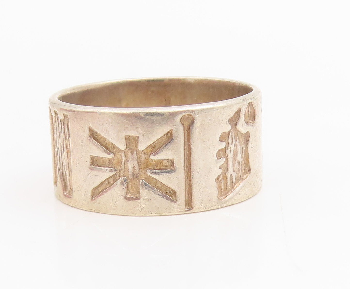 925 Sterling Silver Vintage Ring IRELAND Historical Symbols Band  Sz 8  RG34770