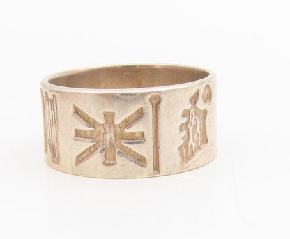 925 Sterling Silver Vintage Ring IRELAND Historical Symbols Band  Sz 8  RG34770