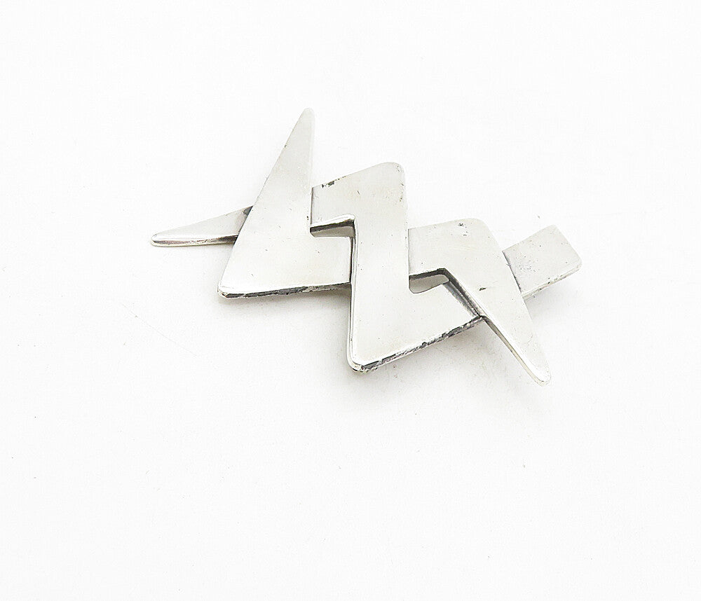 MEXICO 925 Sterling Silver  Vintage Interlaced Zig Zag Brooch Pin  BP3161
