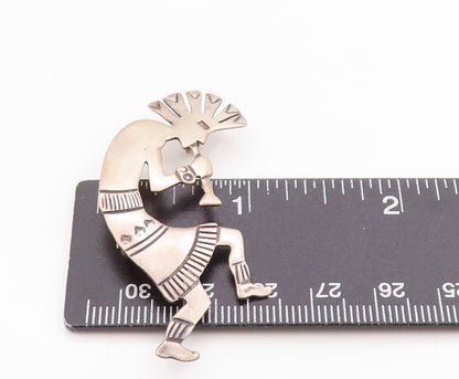 925 Sterling Silver Vintage Brooch NAVAJO Etched Kokopeli Flute Player  BP11753
