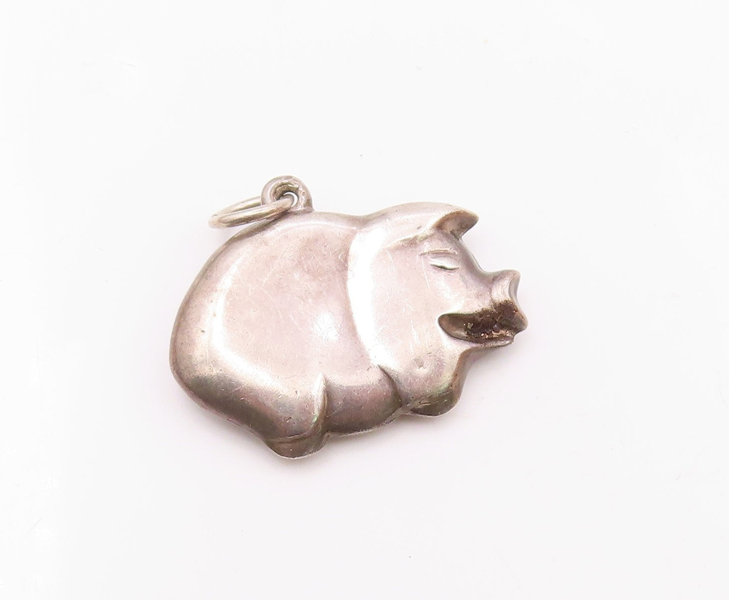 925 Sterling Silver  Vintage Minimalist Hollow Pig Animal Pendant  PT21432
