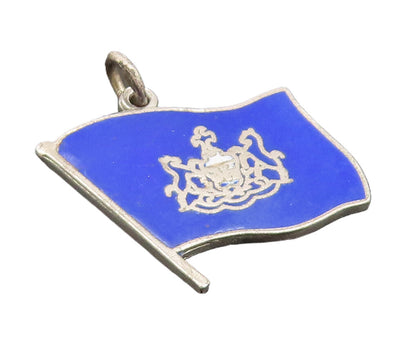925 Sterling Silver Vintage Pendant Enameled Pennsylvania Flag Charm PT22456