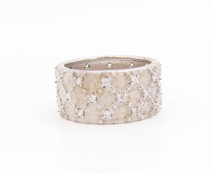 925 Sterling Silver Vintage Ring CZ Criss Cross Pattern Band  Sz 7.5  RG35771