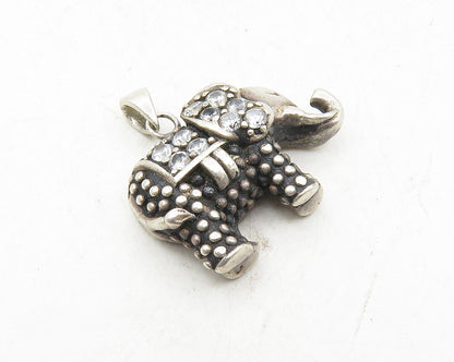 925 Sterling Silver  Vintage Topaz Petite Dark Tone Elephant Pendant  PT7829