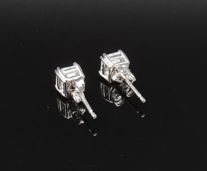 925 Sterling Silver Vintage Dainty Square Cubic Zirconia Stud Earrings EG11989