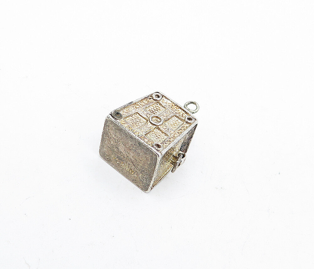MIDDLE EAST 925 Sterling Silver  Vintage Etched Detail Box Pendant  PT3721