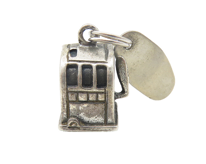 925 Sterling Silver  Vintage Petite Slot Machine Las Vegas Pendant  PT8911
