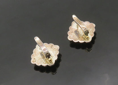 925 Sterling Silver  Vintage Shiny Flower Motif Hollow Drop Earrings  EG10225