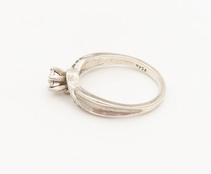 925 Sterling Silver  Vintage Delicate Twisted Swirly Diamond Ring Sz 7 RG26864