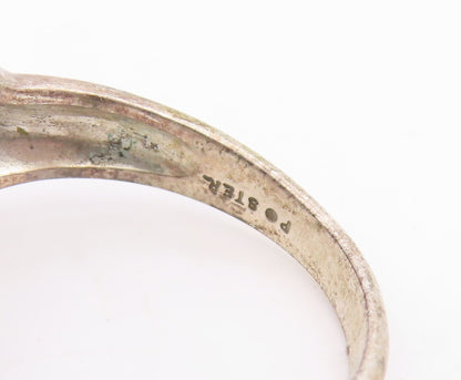 925 Sterling Silver Vintage Ring Round Pearl Elegant Woven Band  Sz 9  RG34888