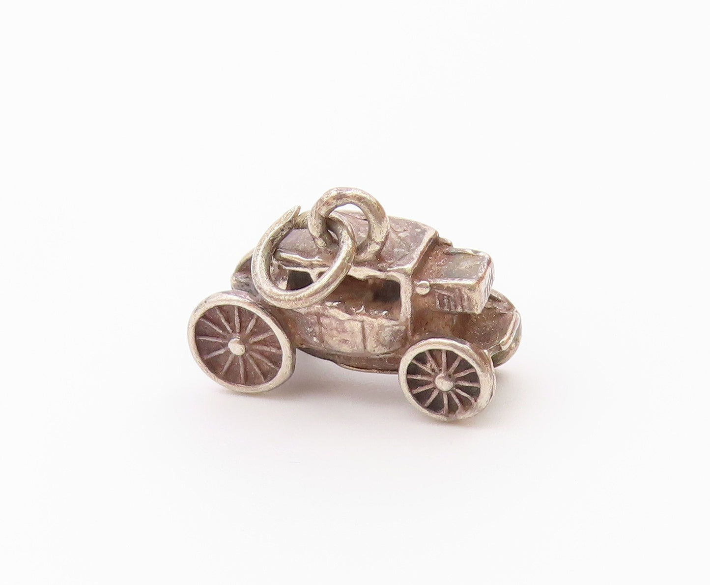925 Sterling Silver  Vintage Petite Old Fashioned Car Pendant  PT18528