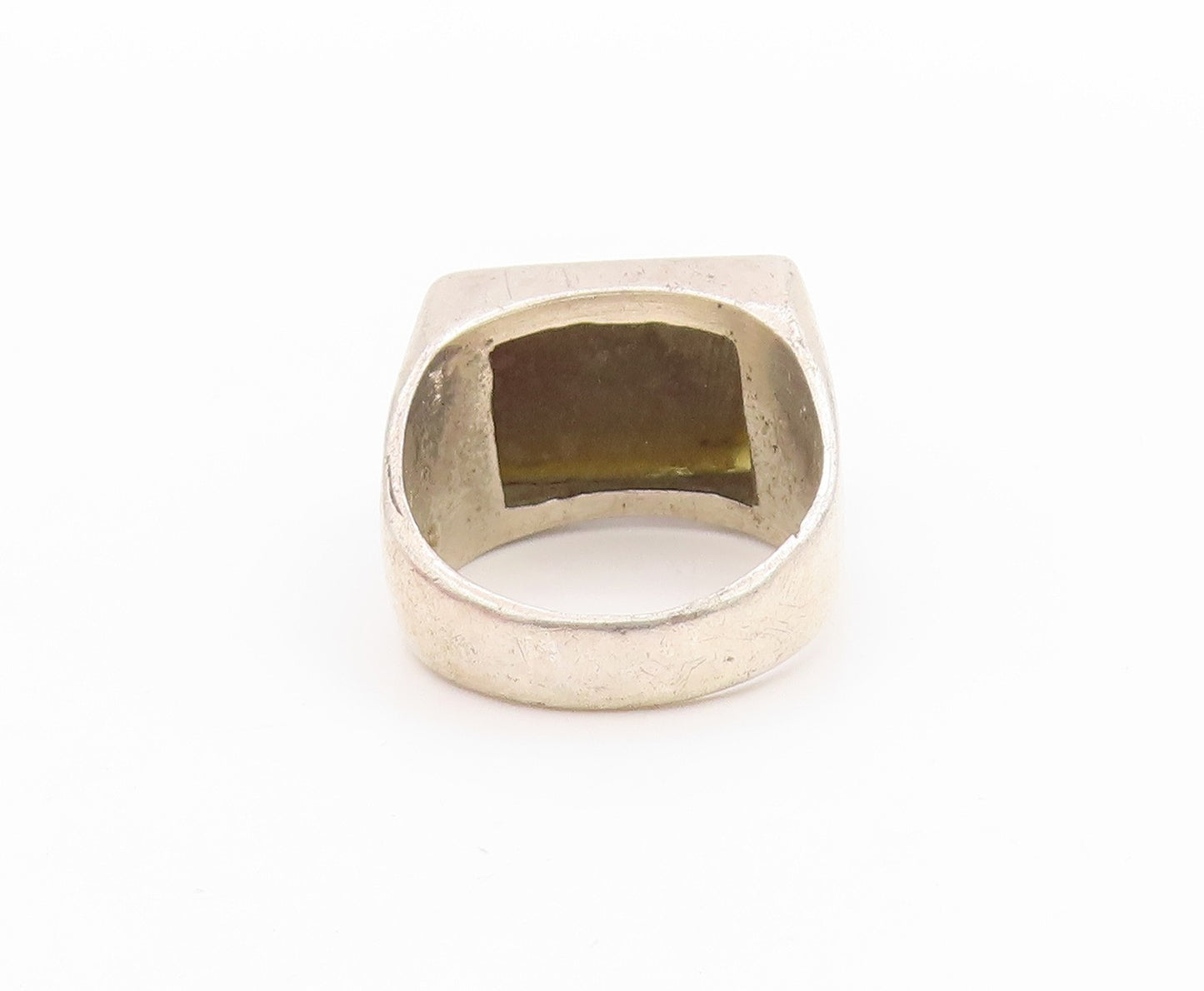 925 Sterling Silver Vintage Ring MEXICO Rectangle Goldstone  Sz 10.5  RG33288