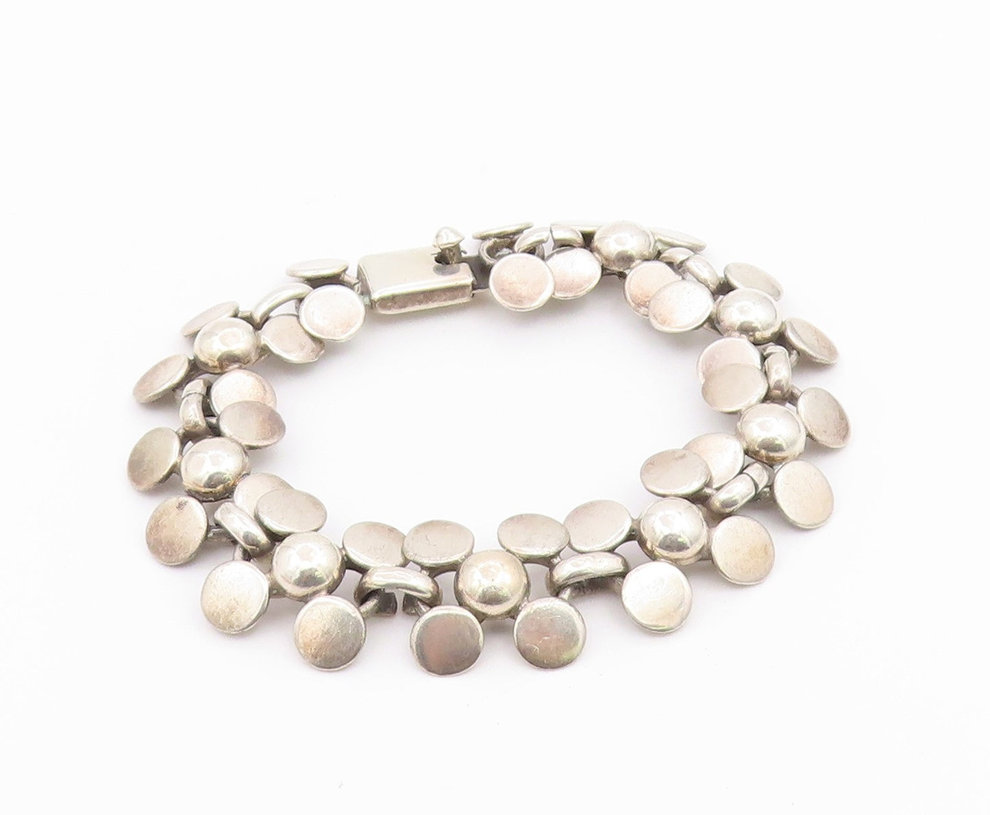 925 Sterling Silver Vintage Bracelet MEXICO Modernist Geometric Link  BT12202