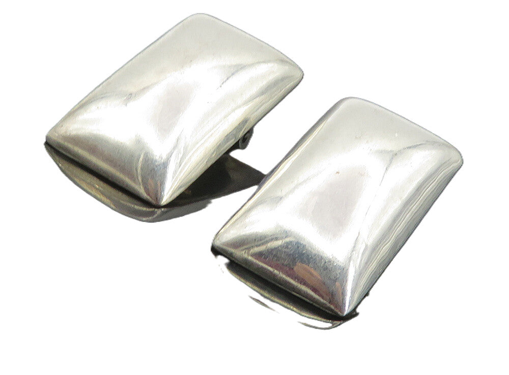 925 Sterling Silver  Vintage Shiny Square Non Pierce Drop Earrings  EG4546