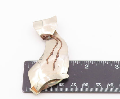 925 Sterling Silver  Vintage Modernist Two Tone Cat Motif Brooch Pin  BP6692