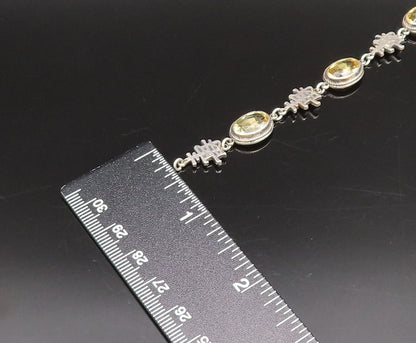 925 Silver  Vintage Oval Citrine & Chinese Character Chain Bracelet  BT9762