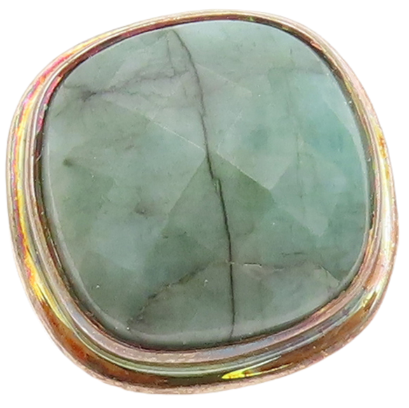 925 Sterling Silver Vintage Ring Antique Cabochon Green Gemstone  Sz 6  RG30218