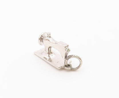 925 Sterling Silver  Vintage Polished Sewing Machine Charm Pendant  PT21409