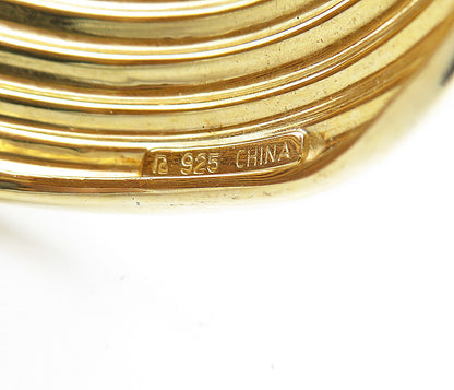 ROSS SIMON 925 Sterling Silver Shiny Gold Plated Ribbed Cuff Bracelet BT3577