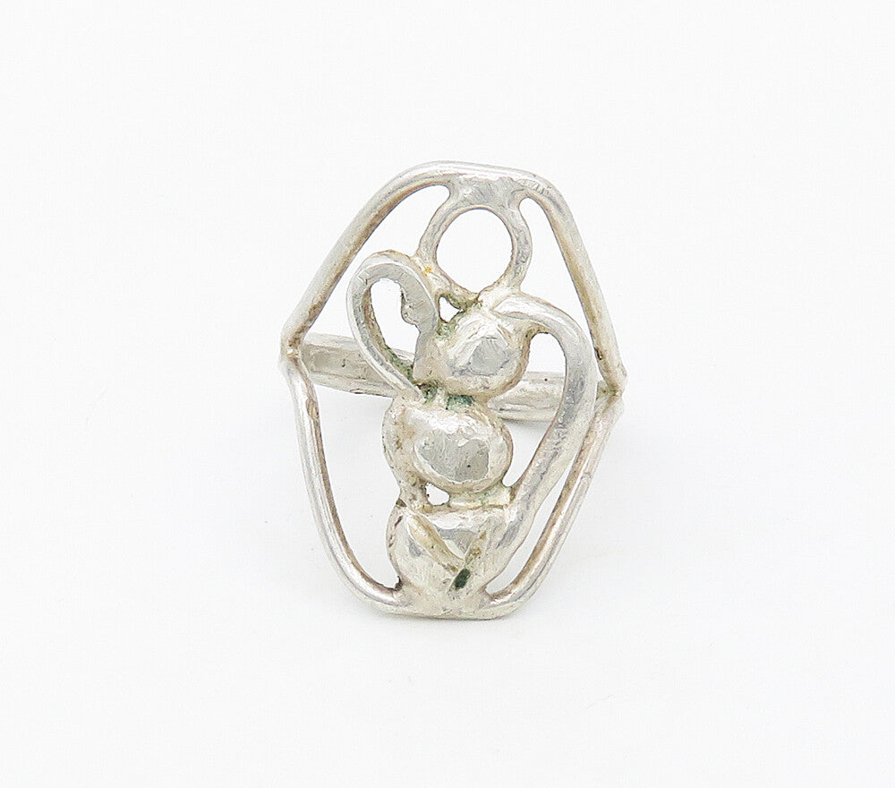 925 Sterling Silver  Vintage Sculpted Design Smooth Band Ring Sz 8  RG16875