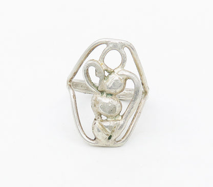 925 Sterling Silver  Vintage Sculpted Design Smooth Band Ring Sz 8  RG16875