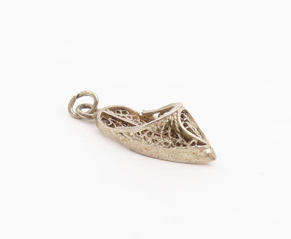 925 Sterling Silver Vintage Pendant Filigree Cinderella Slipper Charm  PT25179