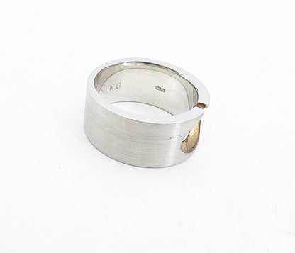 BREUNING 925 Silver  Vintage Two Tone Cutout Design Band Ring Sz 6.5  RG4681
