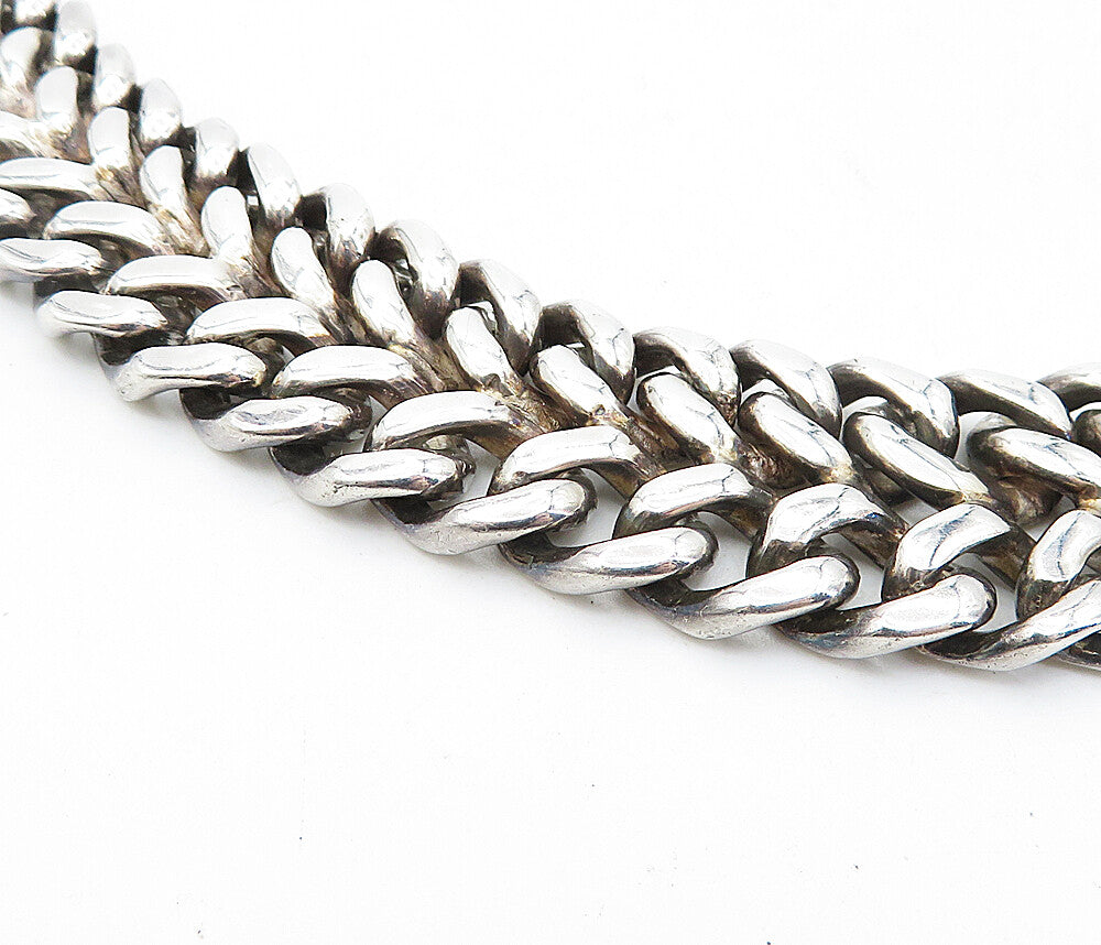 ALICIA MEXICO 925 Sterling Silver Vintage Shiny Wheat Link Chain Necklace NE1197