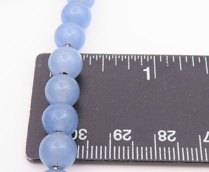 925 Sterling Silver Vintage Bracelet DAVID YURMAN Blue Chalcedony Beads  BT12190