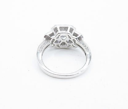 925 Sterling Silver  Sparkling Cubic Zirconia Square Band Ring Sz 10  RG4539
