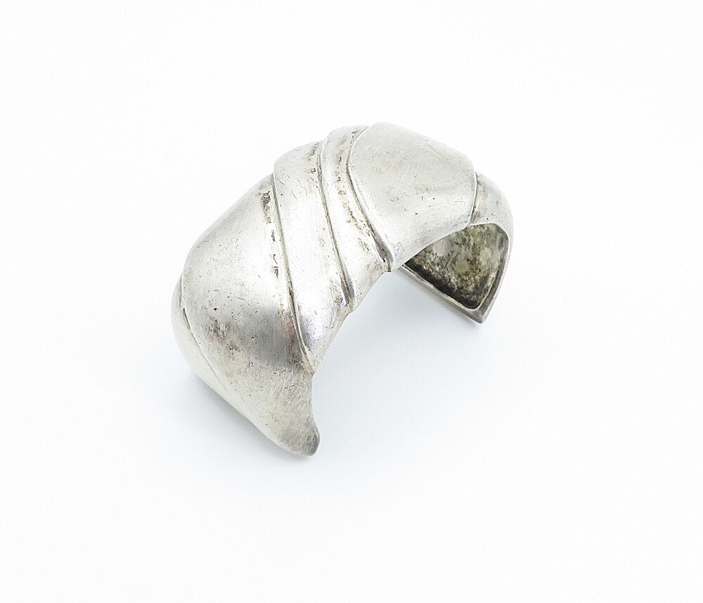 WS 925 Sterling Silver  Vintage Modernist Sculpted Large Cuff Bracelet  BT3361