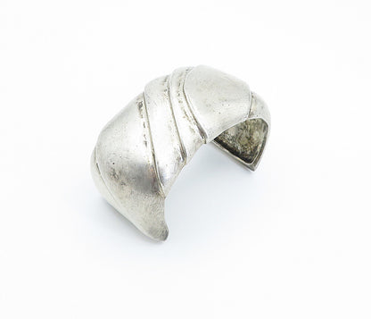 WS 925 Sterling Silver  Vintage Modernist Sculpted Large Cuff Bracelet  BT3361