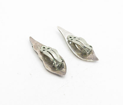 925 Sterling Silver  Vintage Two Tone Twist Wing Non Pierce Earrings  EG4139