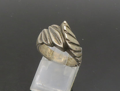 925 Sterling Silver  Vintage Leaf Motif Bypass Band Ring Sz 6  RG23952