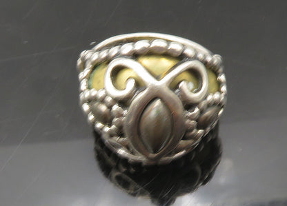 CAROLYN POLLACK 925 Silver  Vintage 2 Tone Swirl Dome Band Ring Sz 6  RG22021
