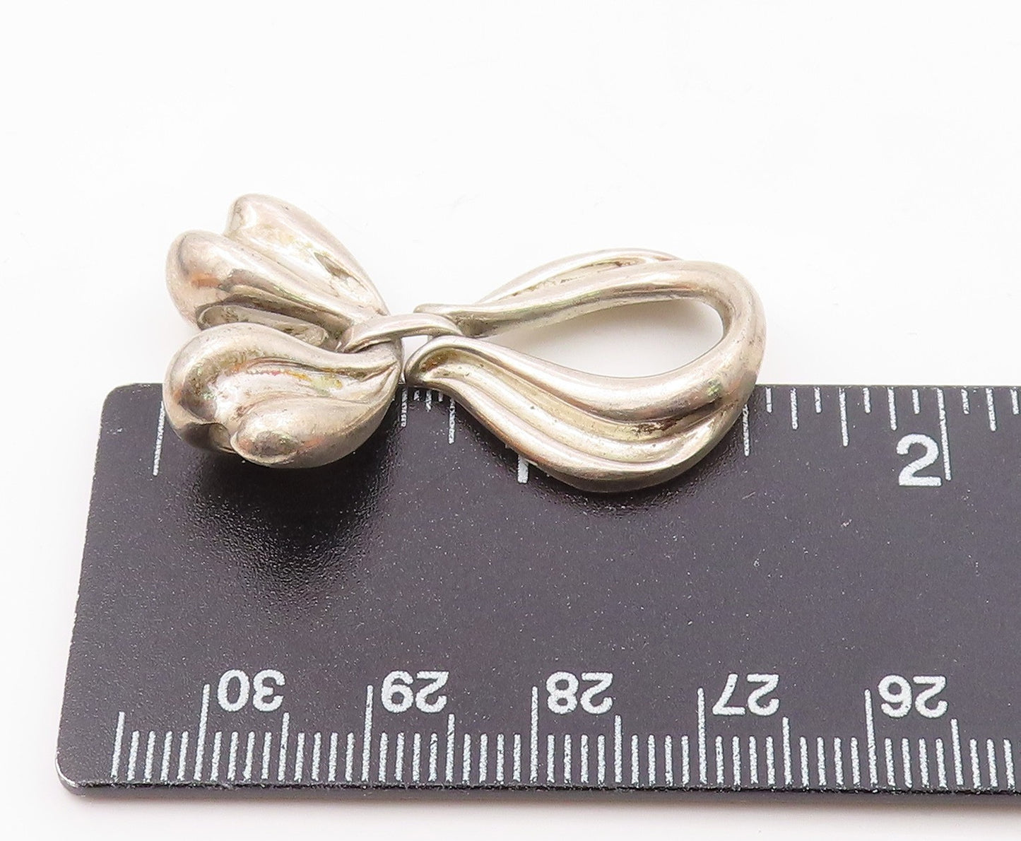 KABANA 925 Sterling Silver  Vintage Shiny Bow Tied Ribbon Pendant  PT16074