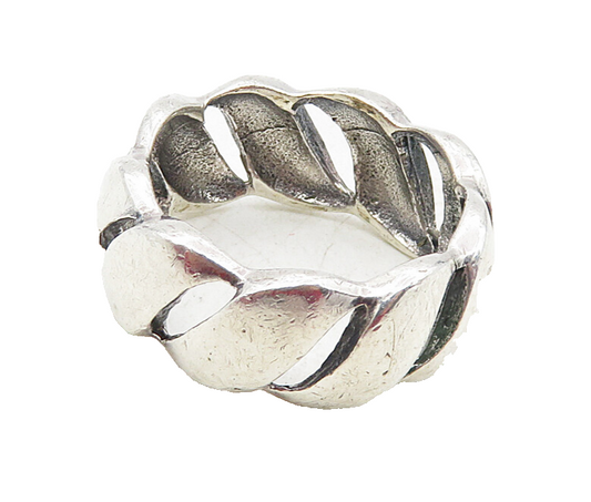 925 Sterling Silver  Vintage Shiny Swirly Cutout Band Ring Sz 6.5  RG9428