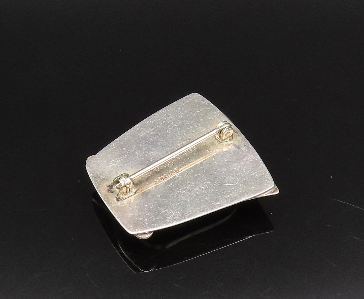BARBARA SUCHERMAN 925 Silver  Vintage Fused Dichroic Glass Brooch Pin  BP10072