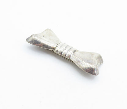 925 Sterling Silver  Vintage Shiny Hollow Bow Tie Motif Brooch Pin  BP2222