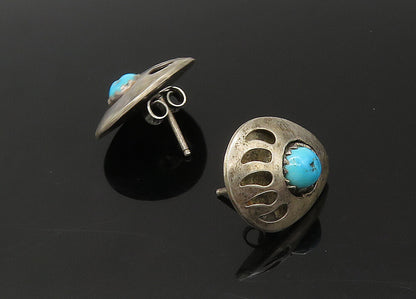 NAVAJO 925 Sterling Silver  Vintage Turquoise Bear Claw Drop Earrings  EG11012