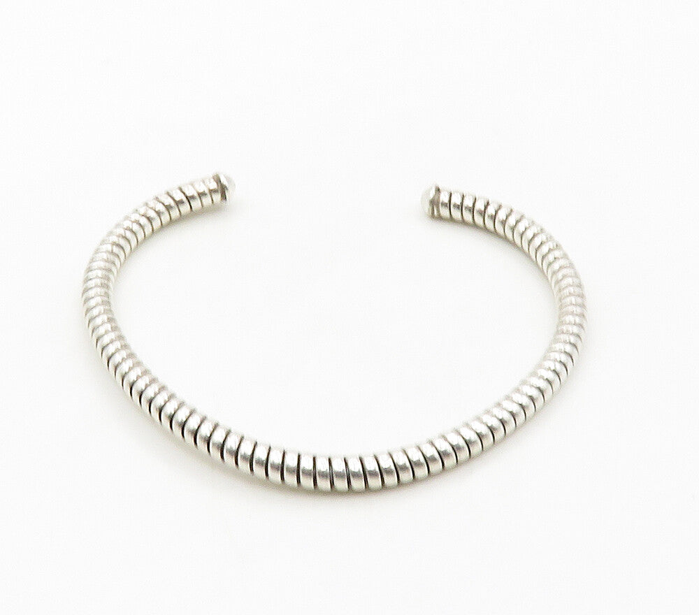 925 Sterling Silver   Vintage Shiny Petite Twist Cuff Bracelet  BT6395