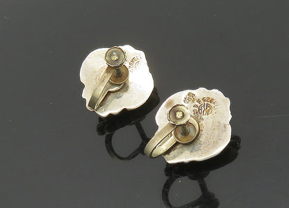MEXICO 925 Silver  Vintage Shiny Pointed Domes Non Pierce Earrings  EG9826