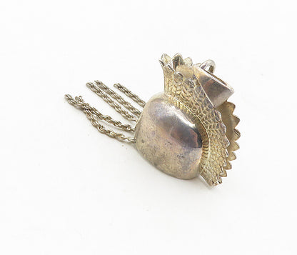 925 Sterling Silver  Vintage Greek Spartan Helmet Motif Drop Pendant  PT6417
