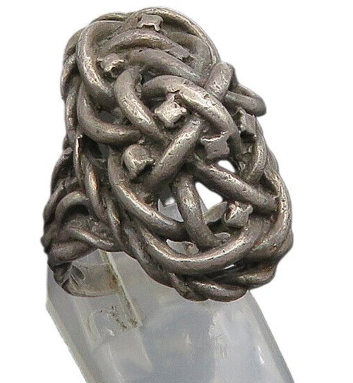 925 Sterling Silver  Vintage Dark Tone Twist Knot Dome Band Ring Sz 7  RG23338