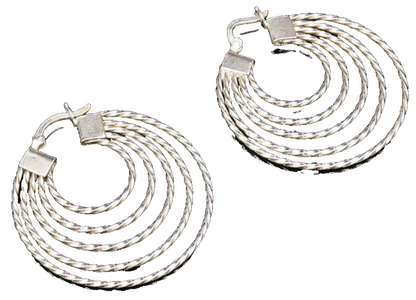 925 Sterling Silver  Vintage Graduated Twisted Multi Hoop Earrings  EG11913
