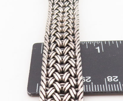 925 Sterling Silver Vintage Bracelet BALI Intricate Basketweave Chain  BT11582