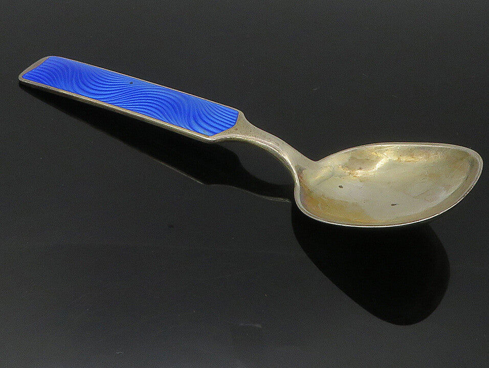 THEODOR OLSENS 925 Sterling Silver  Vintage Blue Enamel Serving Spoon  TR1762