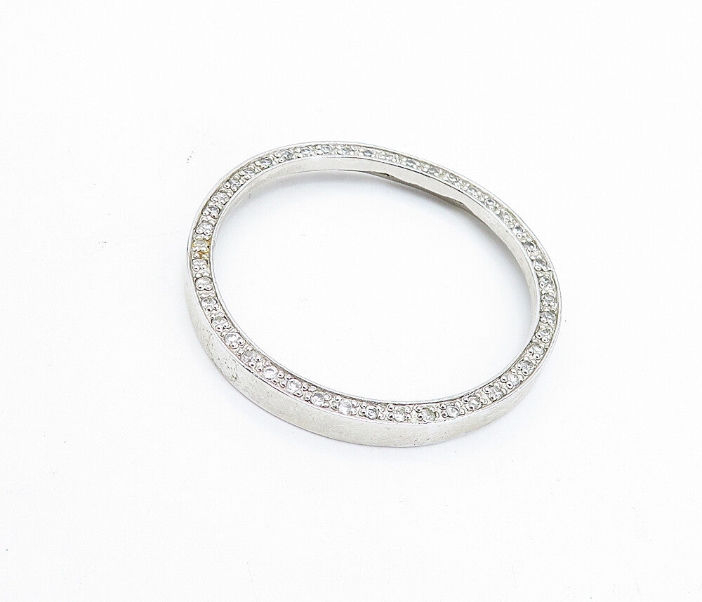 925 Sterling Silver  Sparkling Topaz Circle Minimalist Slide Pendant  PT5334