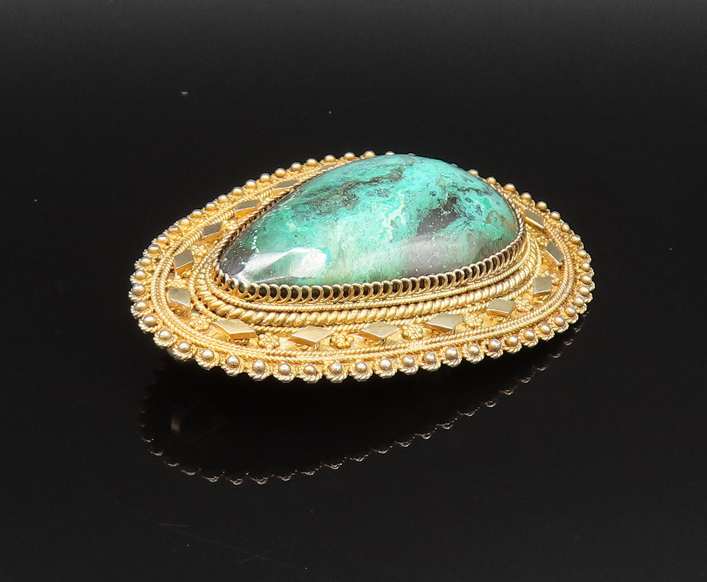ISRAEL 925 Silver  Vintage Gold Plated Large Heavy Eilat Brooch Pin  BP9745