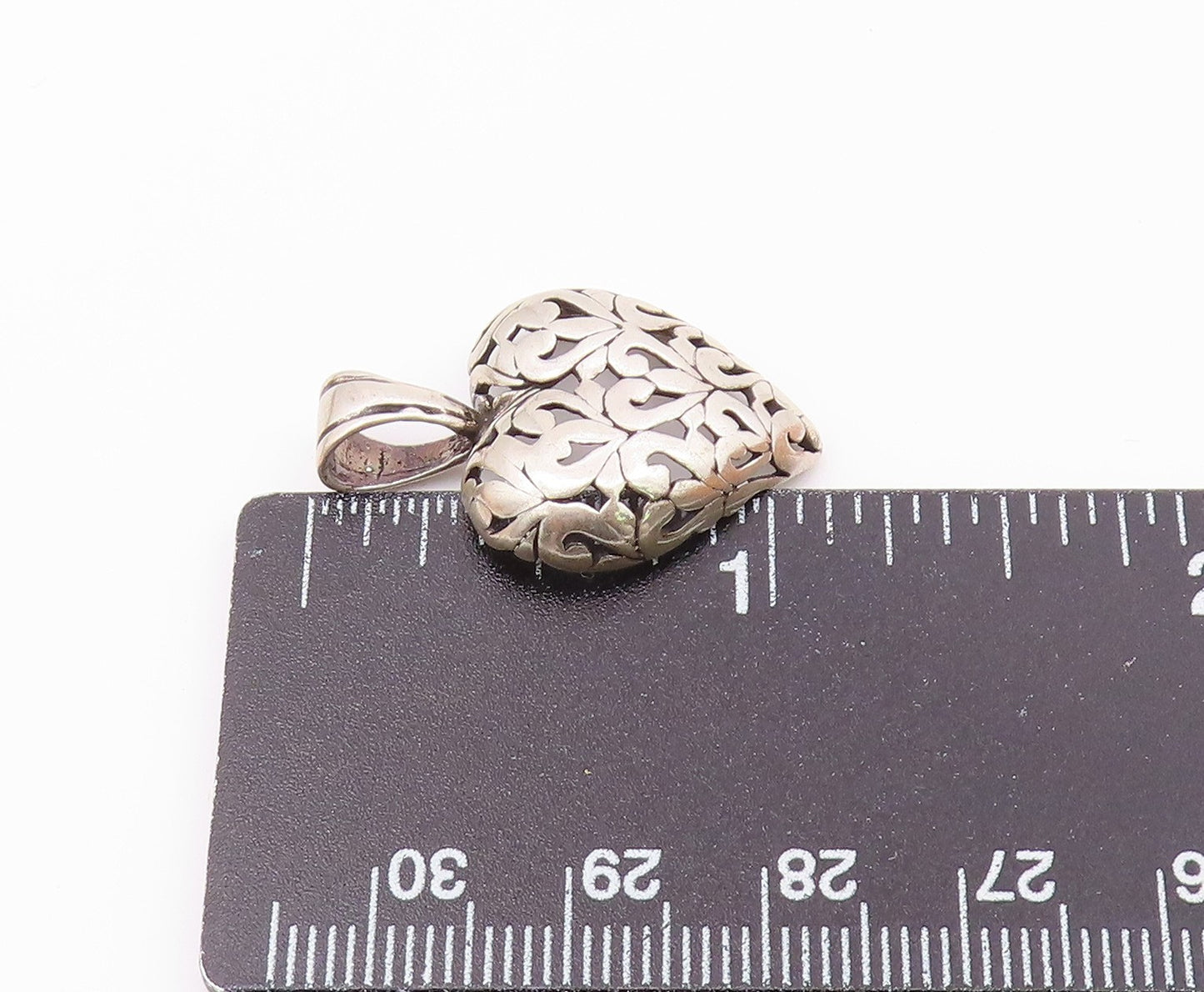 JEZLAINE 925 Sterling Silver  Vintage Swirl Love Heart Dome Pendant  PT17044